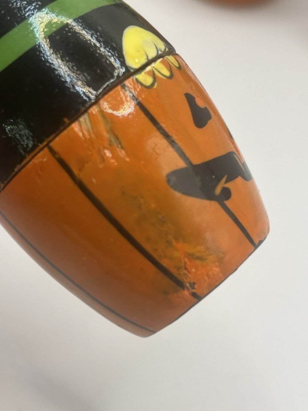 Halloween Kitty Cat Pumpkin Hand-Painted Wood Stacking Nesting Dolls Five Vtg - Picture 12 of 16